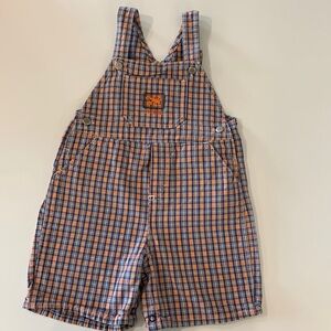 OshKosh B'gosh Orange and Blue Plaid Shortalls
